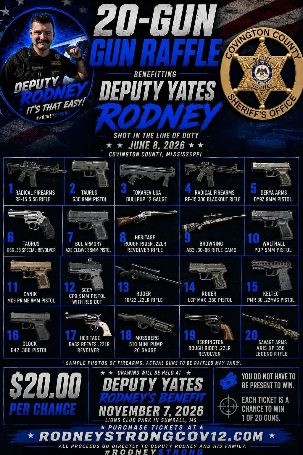 20-Gun Raffle Benefitting Yates Rodney